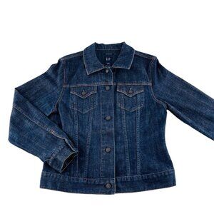 Gap Womens Stretch Denim Jacket Size S With Button Front & Chest Pockets 1385 ne